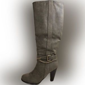 Taupe Chained Knee High Boots